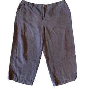 Charter Club Linen Pants Brown Size 18W Wide Leg Cropped 22" Inseam